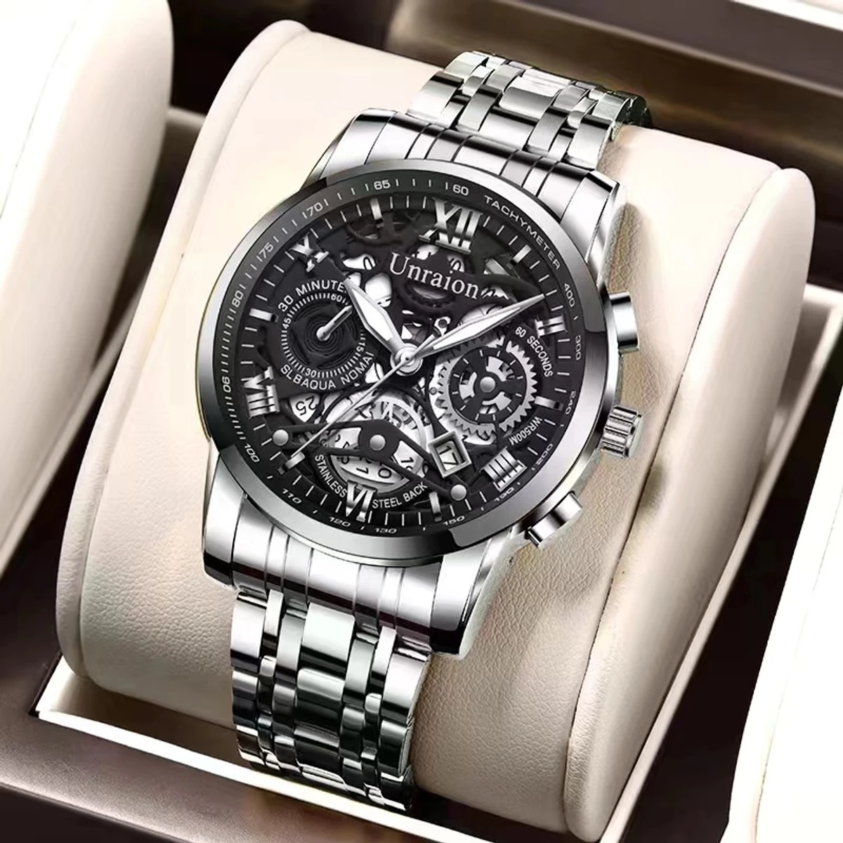 Unraion Stainless Steel Men's Quartz Watches